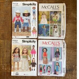 *Lot of 4* Sewing Patterns Bundle 18" Doll Dress American Girl Next Gen UNCUT